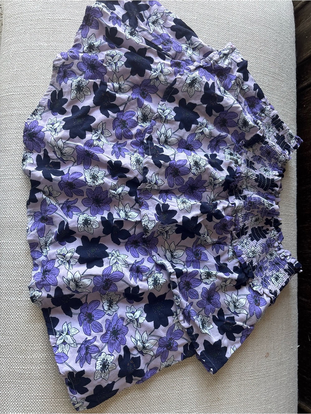 Vineyard Vines Lavender & Navy Floral High-Waist Shorts
